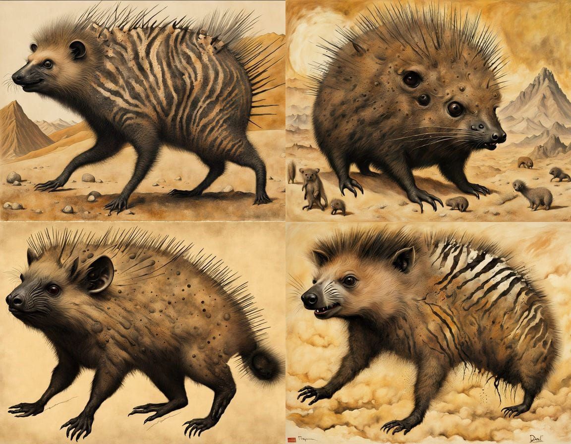 Surreal Japanese Hybrid Creature Emerging from Desert Storm