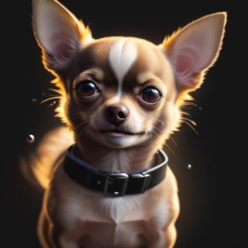 Hyperrealistic Chihuahua Portrait in Splash Art Style