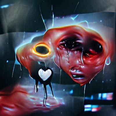 heart melting into a black hole concept art