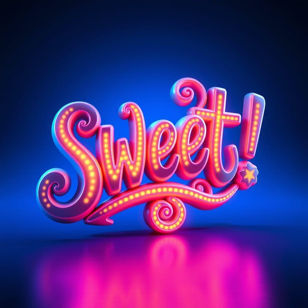 Vibrant 3D "SWEET!" Text Sculpture in Neon