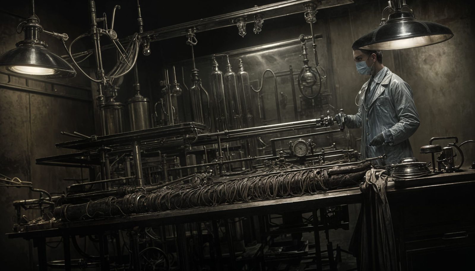 Eerie 19th Century Morgue Scene in Rembrandt Lighting