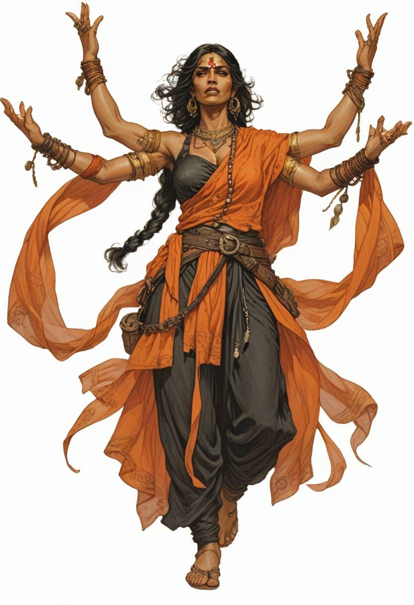 Heroic Fantasy Woman with Four Arms