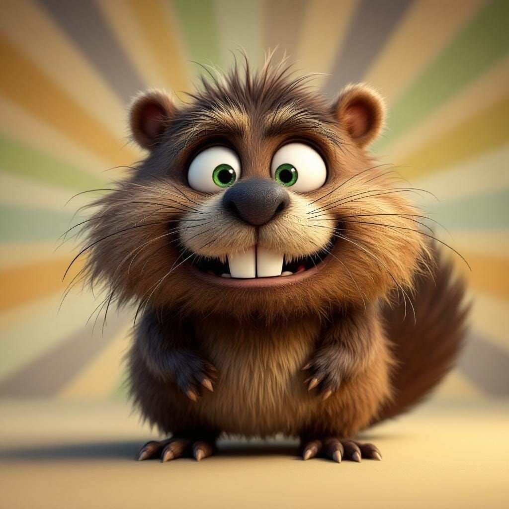 Whimsical Cartoon Beaver in 3D Digital Art Style