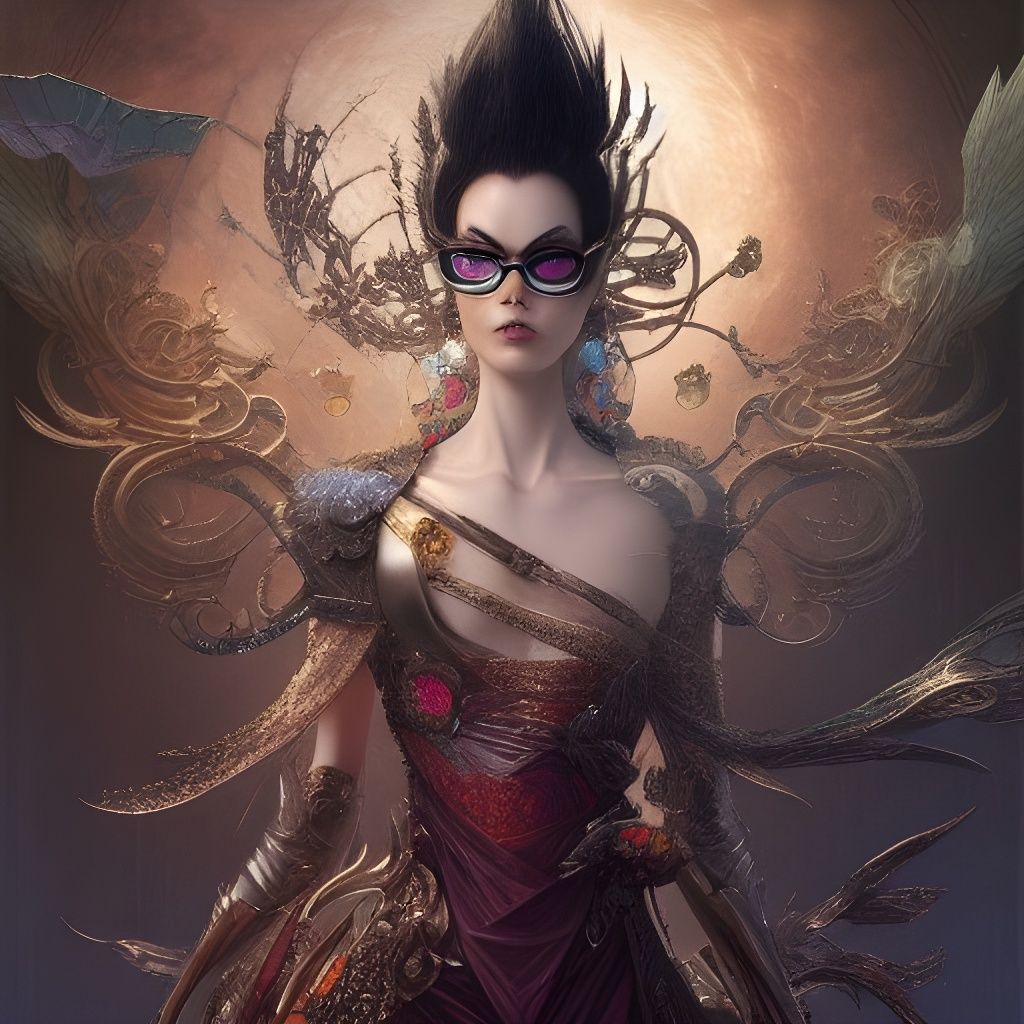 Intricate Portrait of Bayonetta in Celestial Fantasy Art