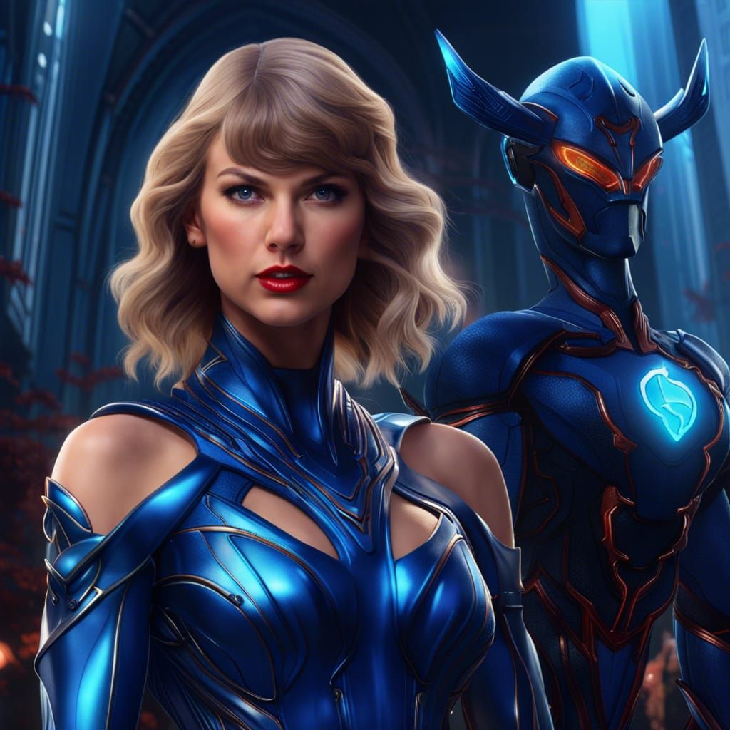 Taylor Swift and Blue Beetle Fantasy Art