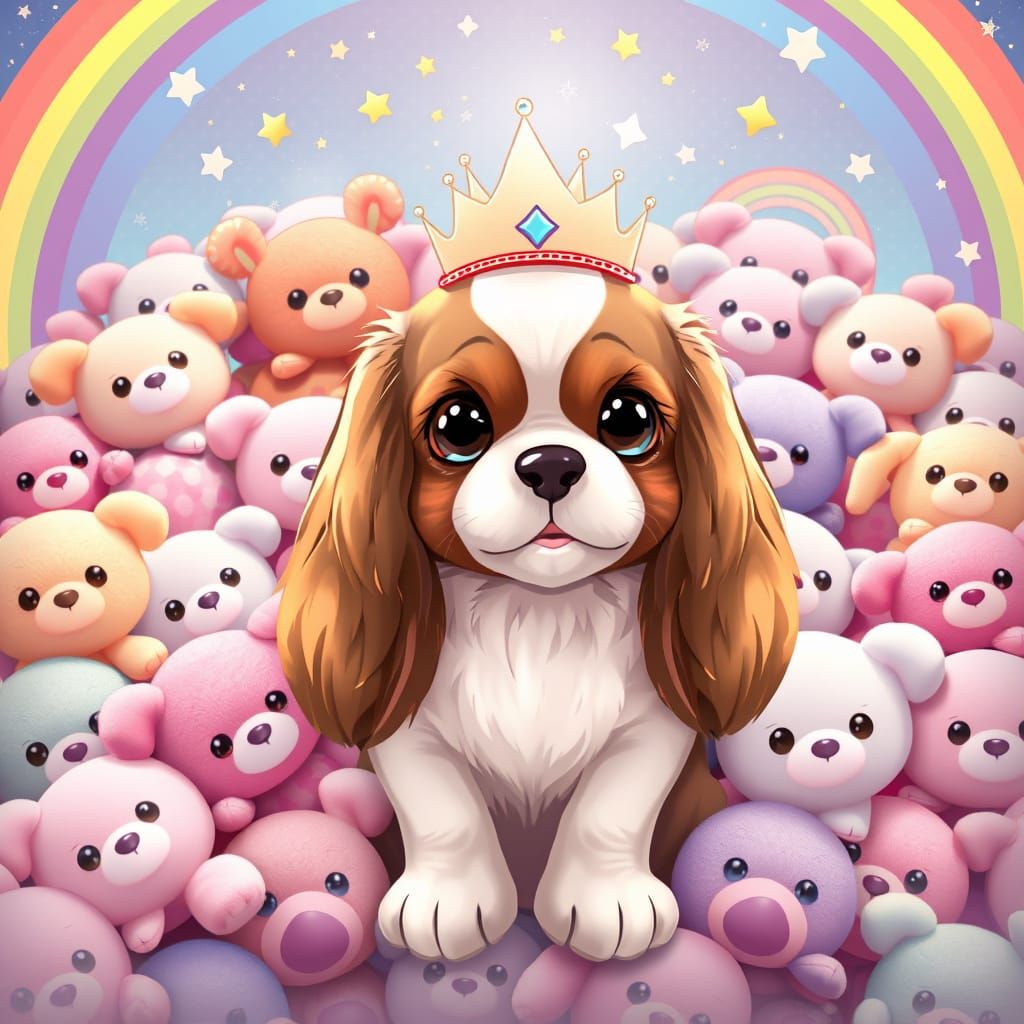 Cavalier King Charles Spaniel in Kawaii Art Style