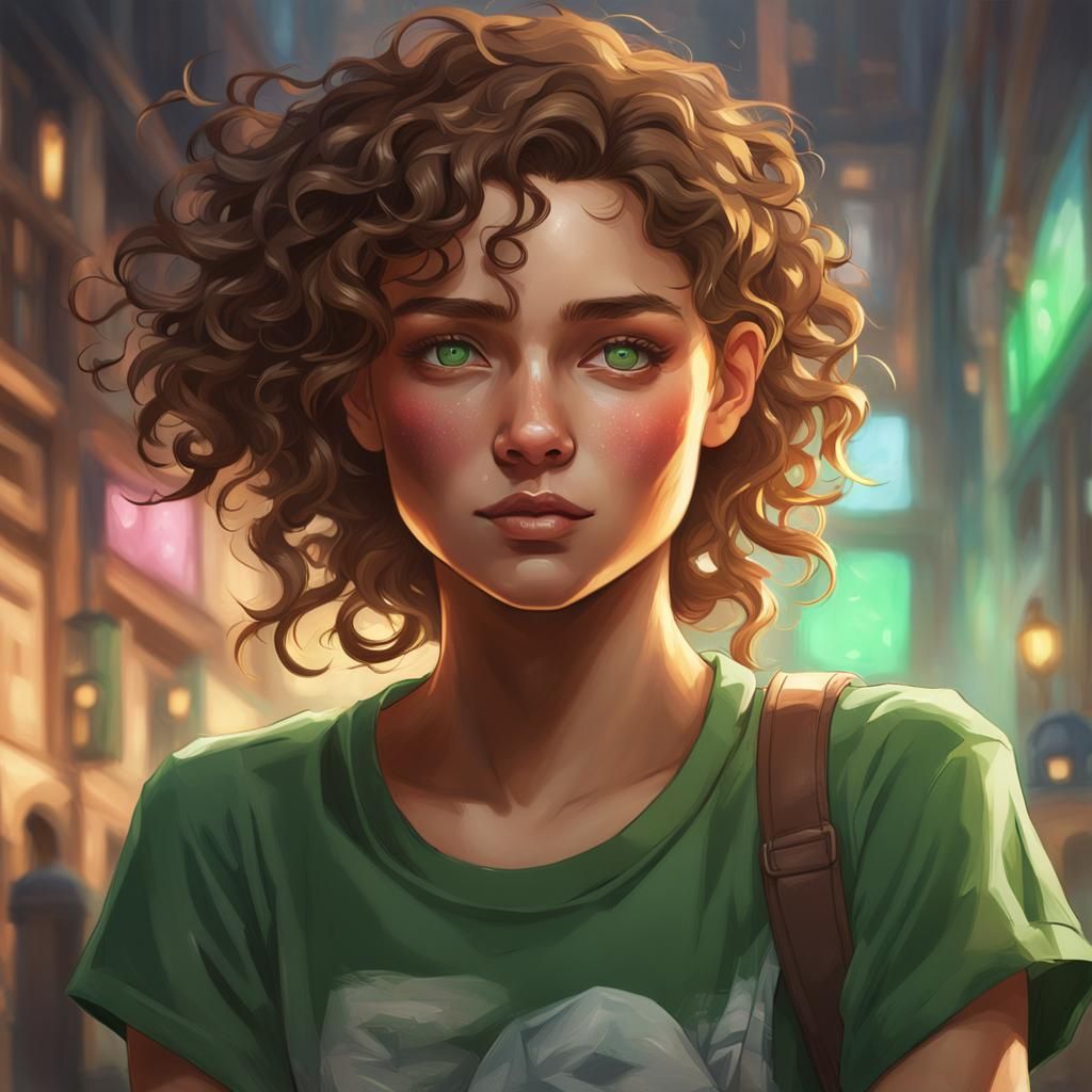 Teen Girl Portrait in Art Nouveau Style