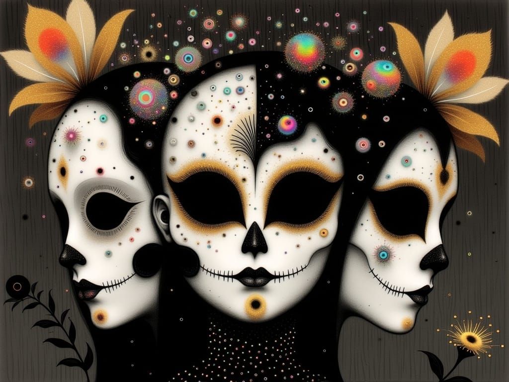 Day of the Dead Carnival Mask in Klimt Pop Art