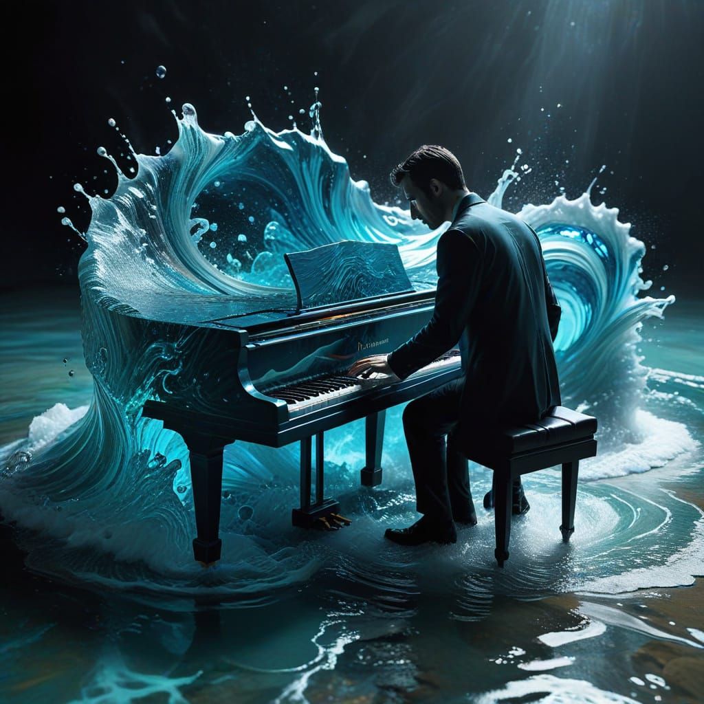 Pianist Plays Ethereal Water Piano in Dynamic Waves