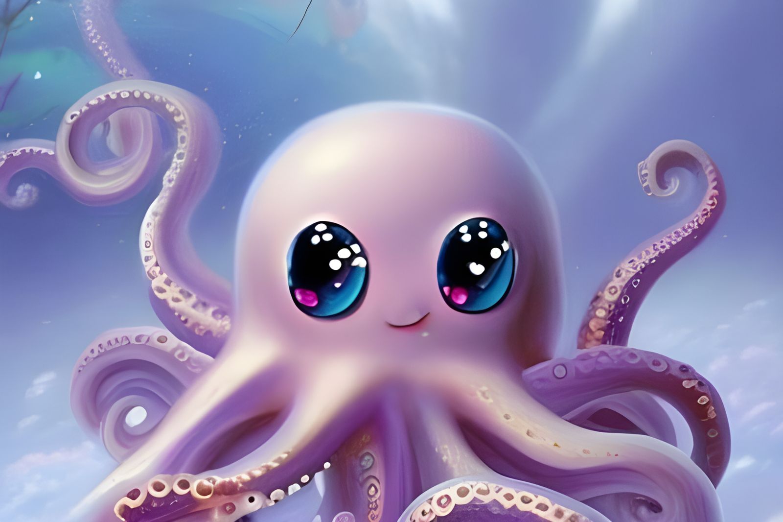 Cute Chibi Octopus with Kissy Mouth