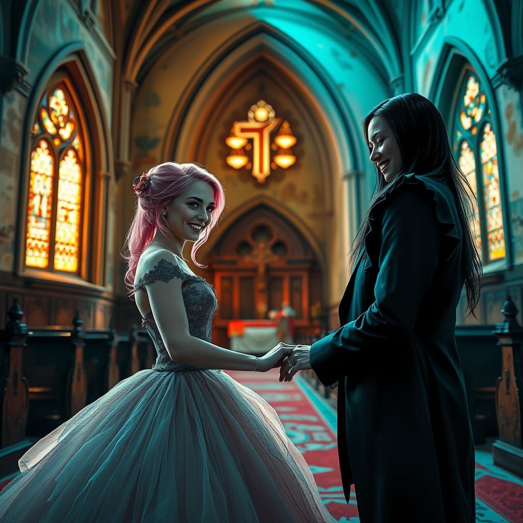 Gothic Wedding in Abandoned Church