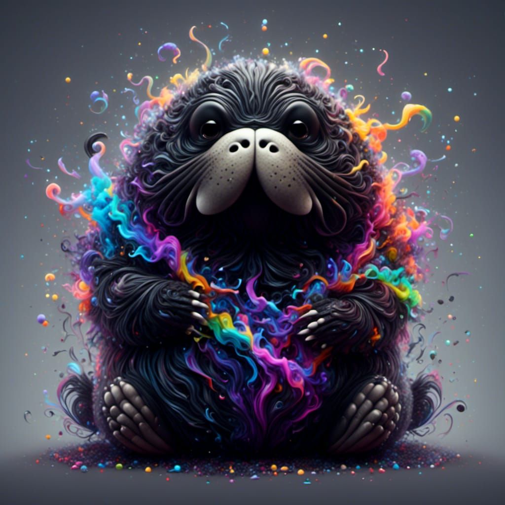 Chibi Walrus in Dark Goth Noir Surrealism