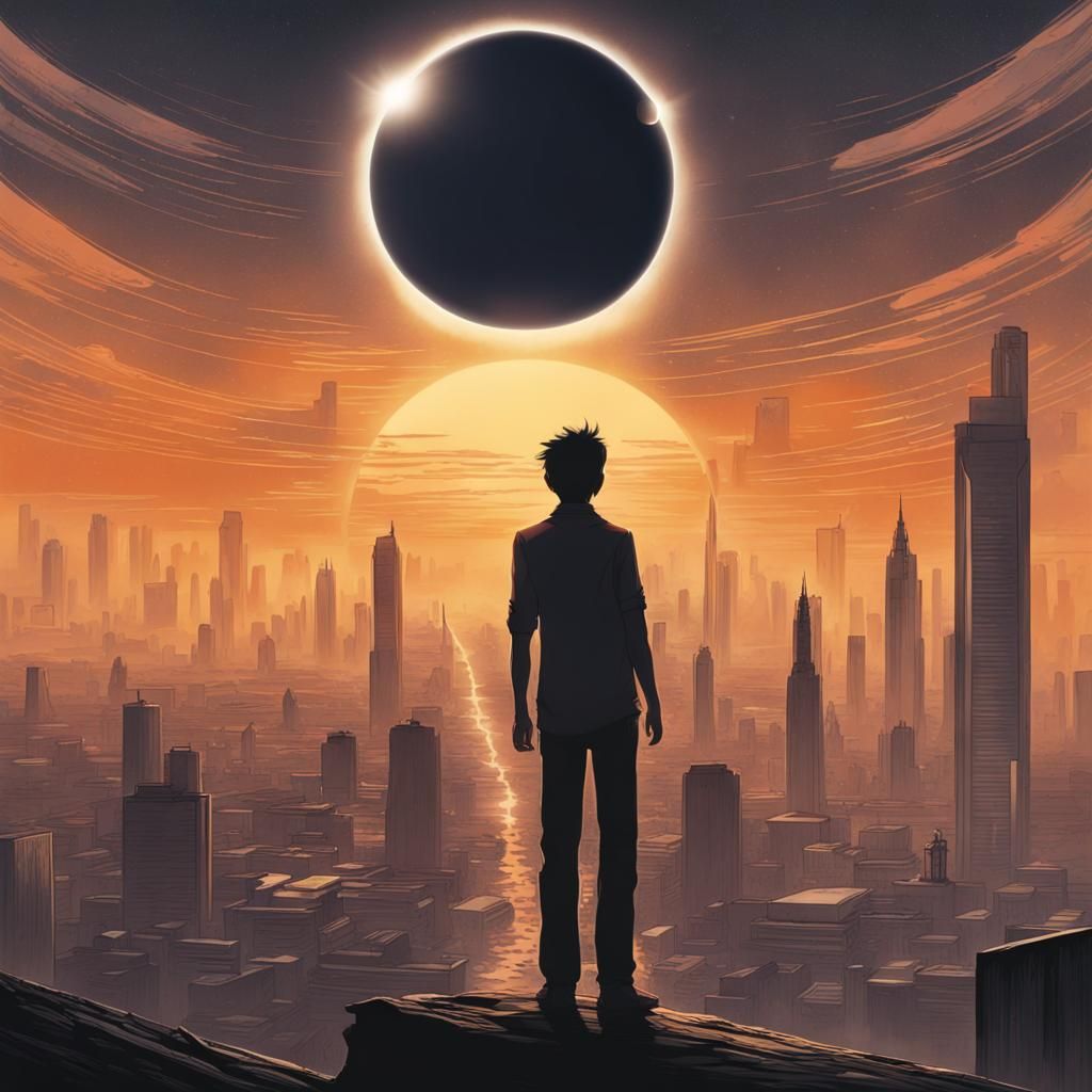 Futuristic Utopia Gripped by Solar Eclipse