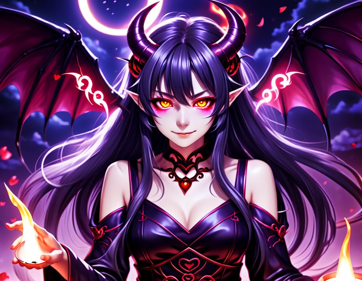 Anime Demoness Casting a Love Spell