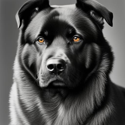 Majestic Rottweiler Dog Portrait in Hyperrealistic Style