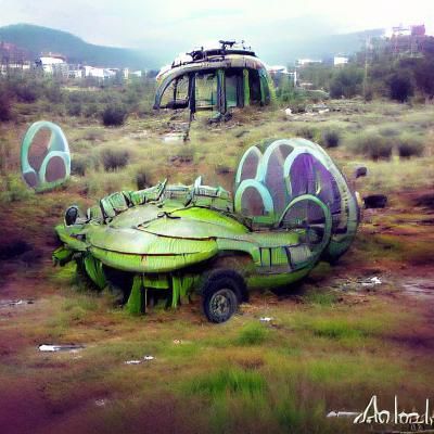 Abandoned Alien Vehicle on Barren Planet