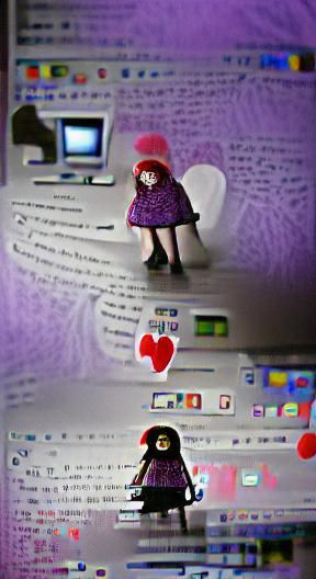 Sad Girl on Computer Surrounded by Chaos