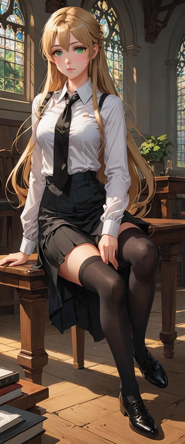 Anime Woman in Convent with Cinematic Lighting