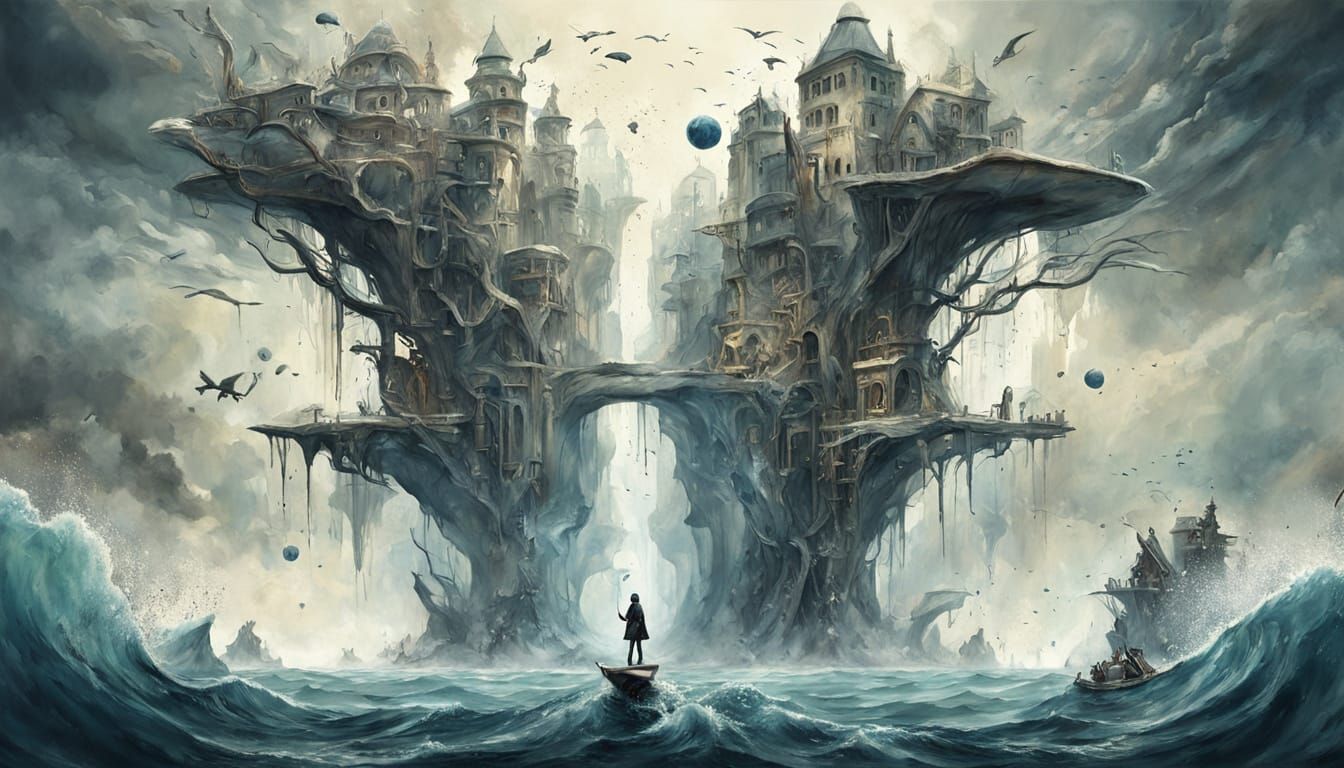 Surreal Split Identity in Style of Art Masters