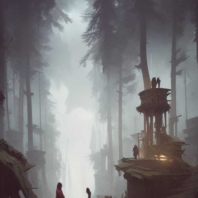 Figure Searching for a Path, Fantasy Art Style