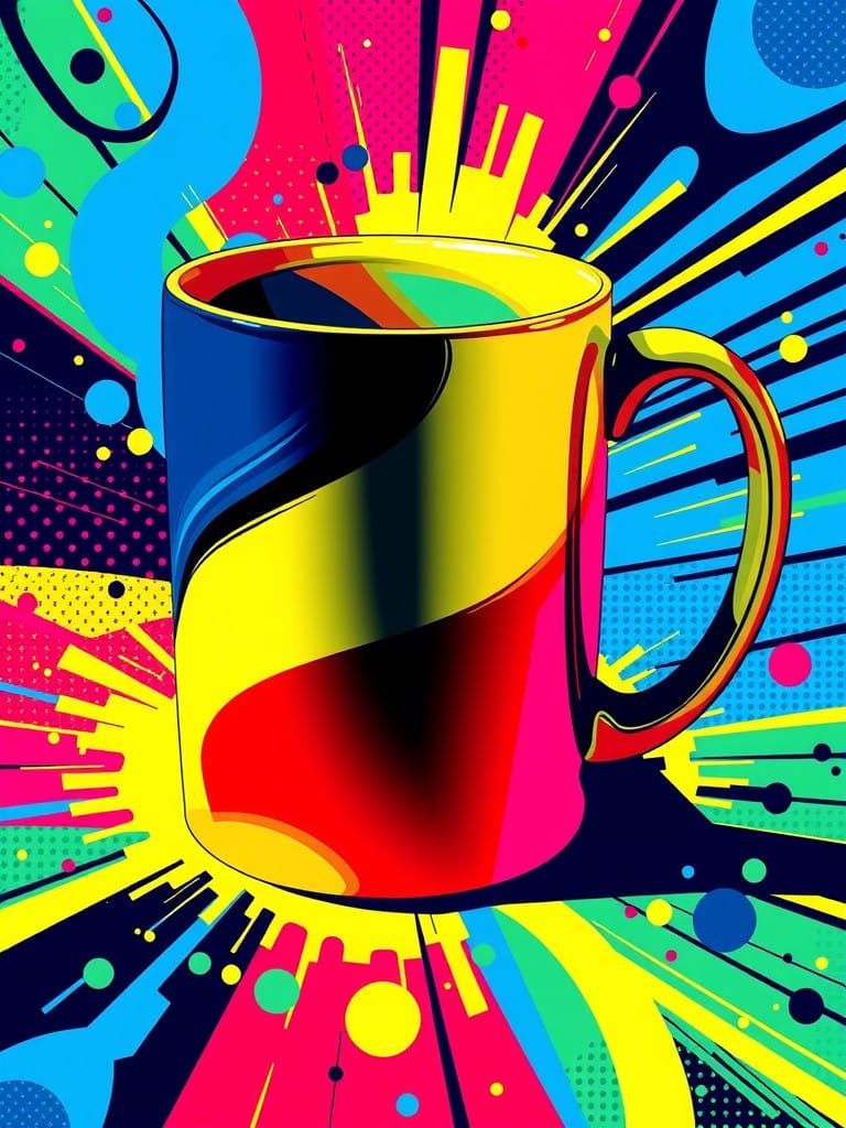 Sleek Pop Art Coffee Mug in Electric Colors