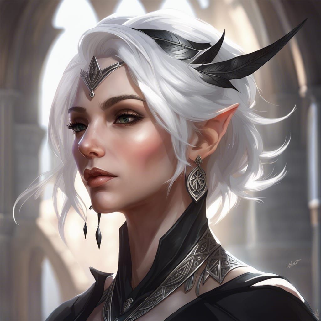 Elegant Elf Sorceress Portrait in Hyperdetailed Style