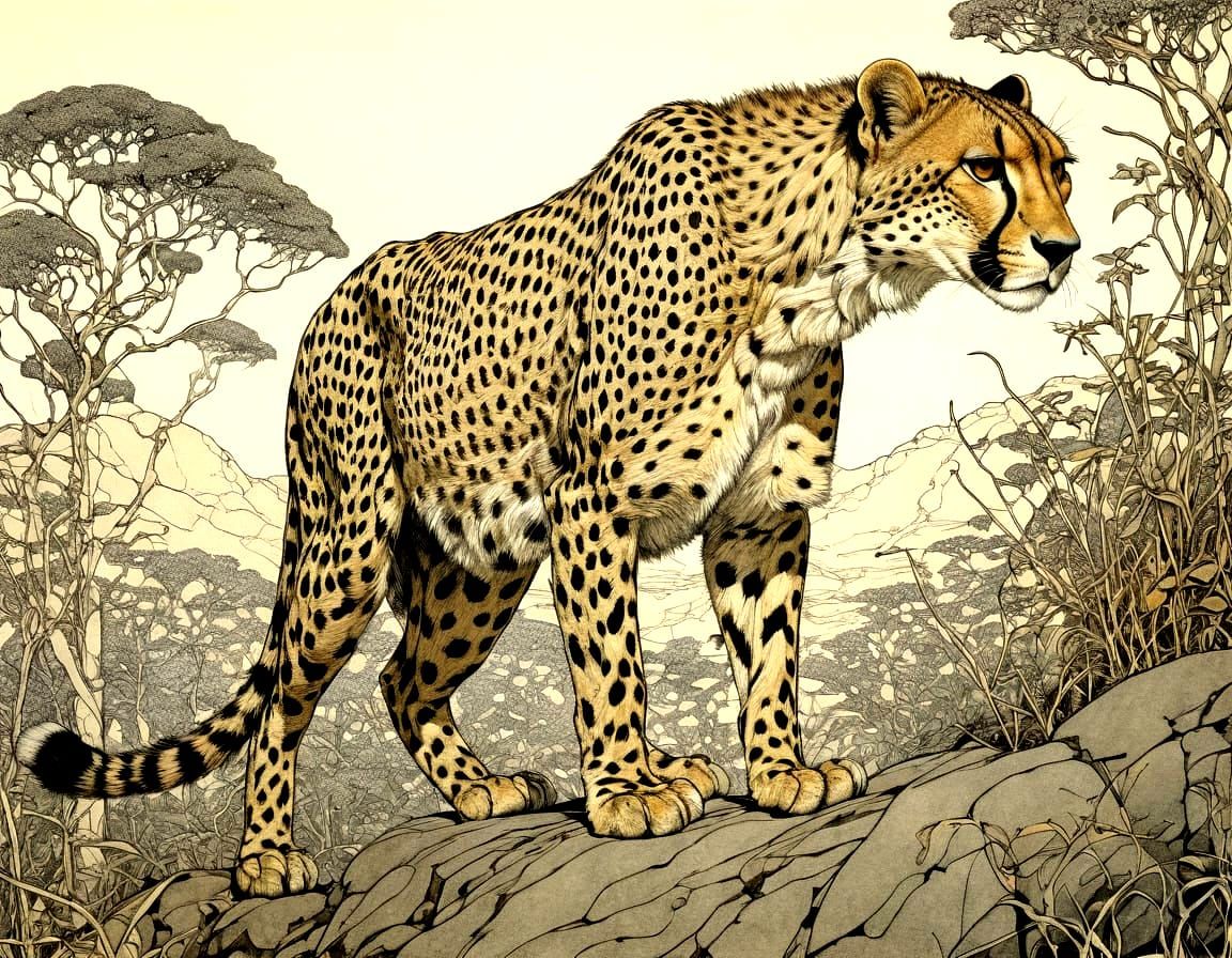 Extinct Giant Cheetah in Natural Habitat