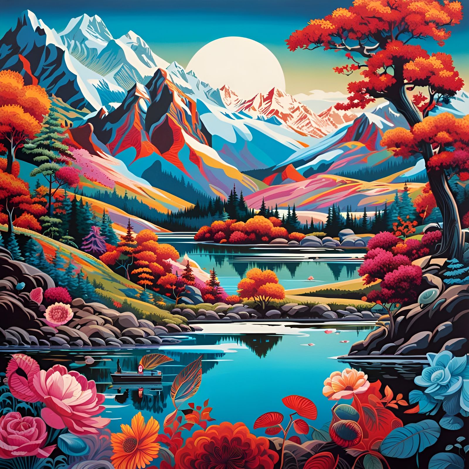 Tranquil Lake Reflections in Contemporary Style