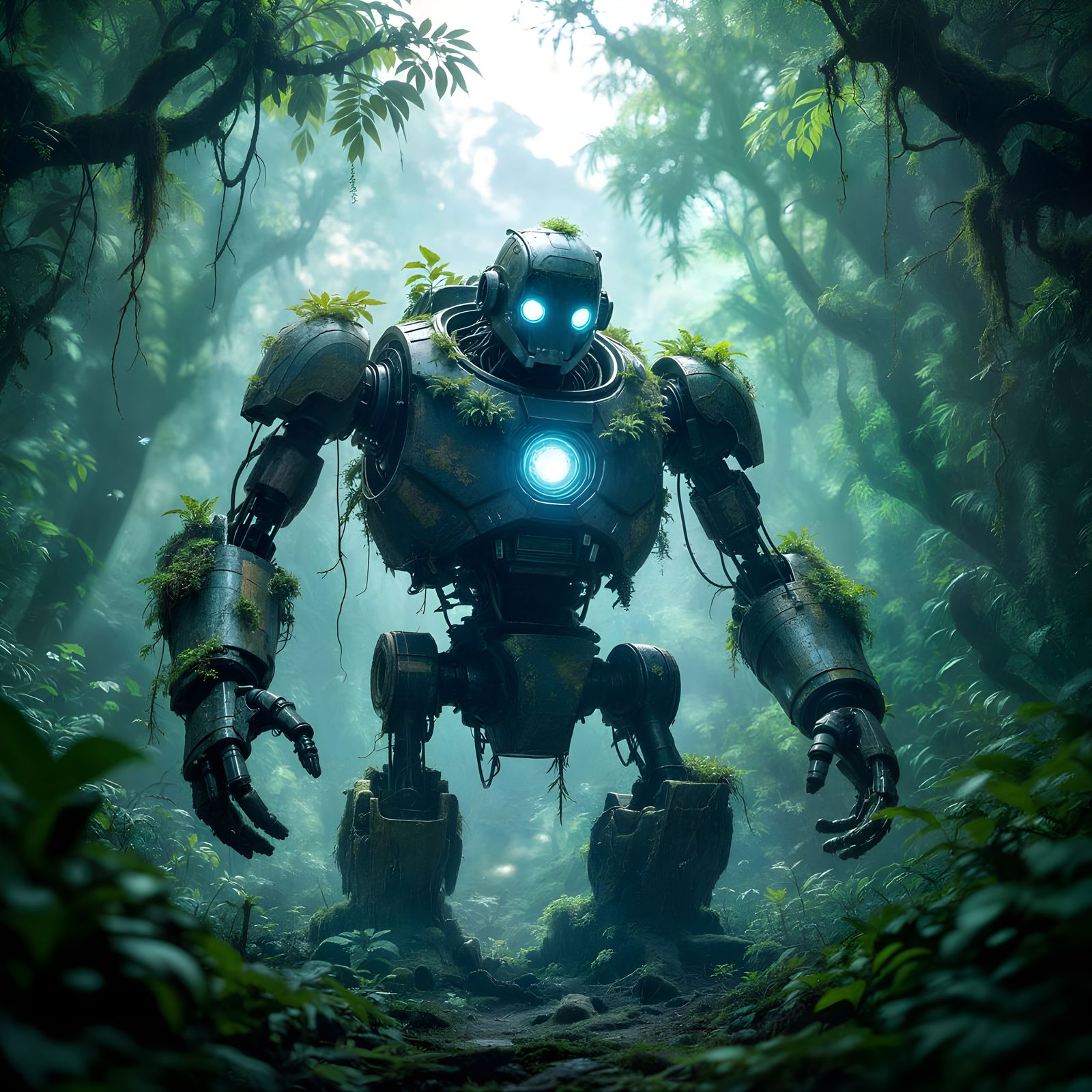 Moss-Covered Automaton Awakens in Jungle