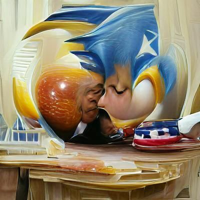 Sonic and Obama: A Kiss in Oil Paint