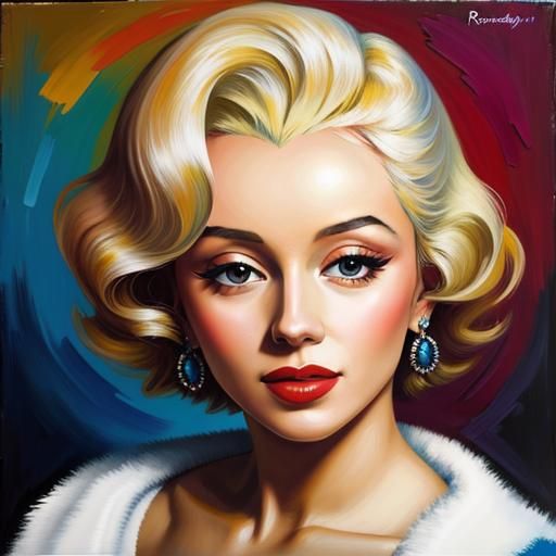 Marilyn Monroe Portrait in Impasto Oil Painting