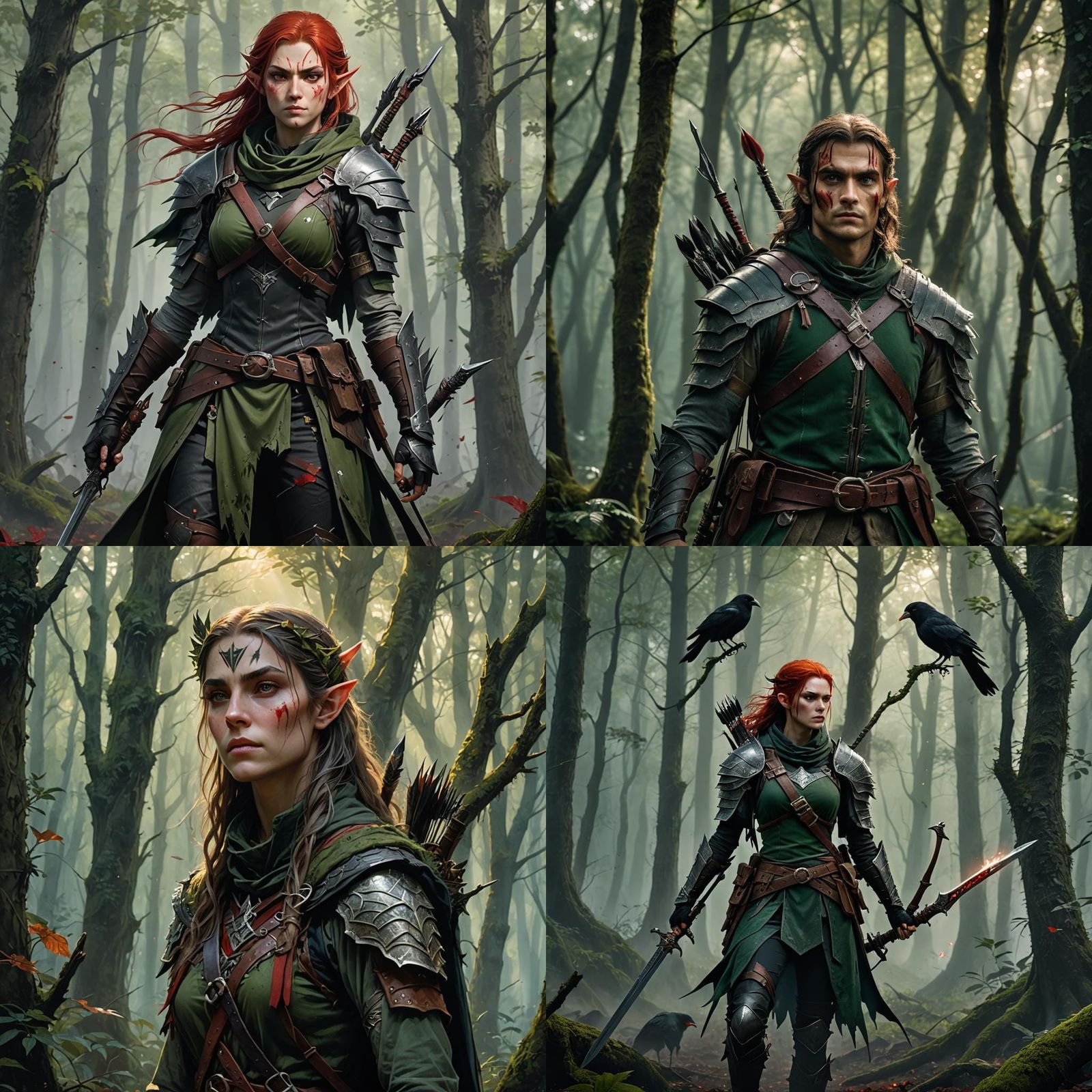 Wood Elf Ranger in Forest with Crow