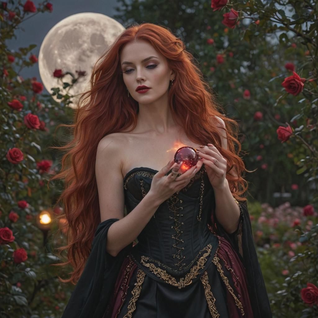 Goddess with Crystal Ball in Fantasy Art Style