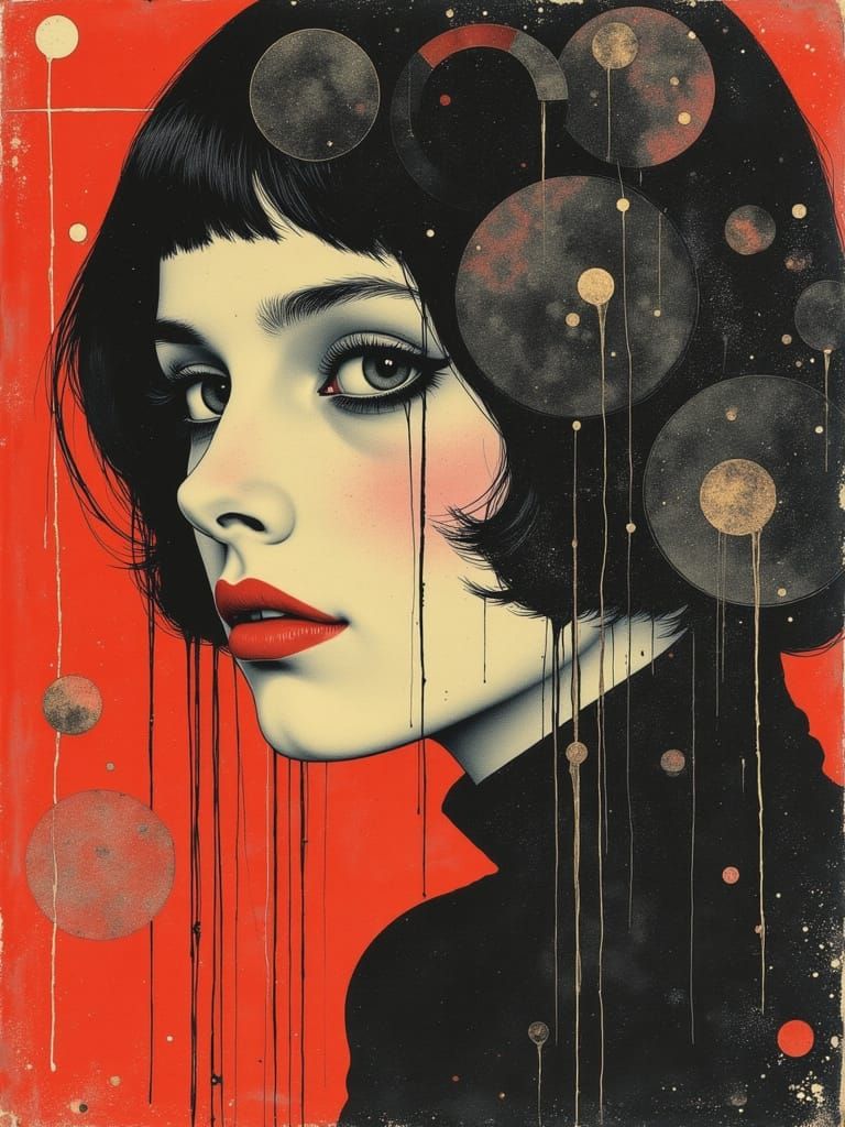 Gothic Woman in Colorful Pop Surrealism Style