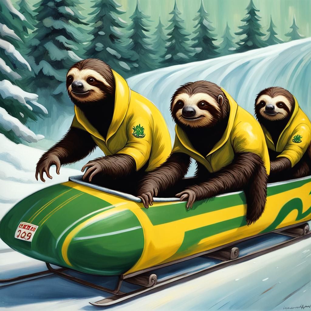 The Jamaican Bobsleigh Team in the 1988 Winter Olympics