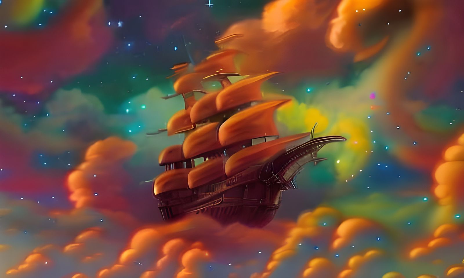 Colorful Cosmic Nebulae Sky in Cyberpunk Style