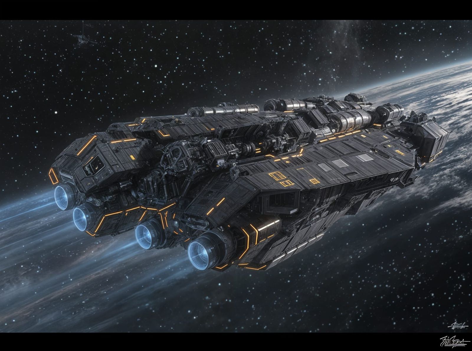 Gritty Industrial Spaceship Concept Art