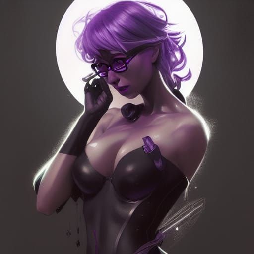 Drow Portrait with Glasses in Art Nouveau Style