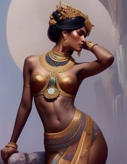 Elaborate Goddess Portrait in Hyperdetailed Style