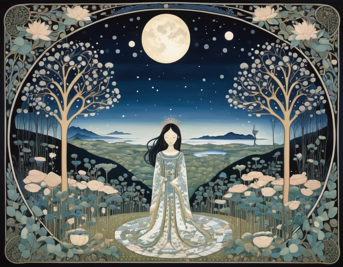 Ethereal Portrait in Art Nouveau Style