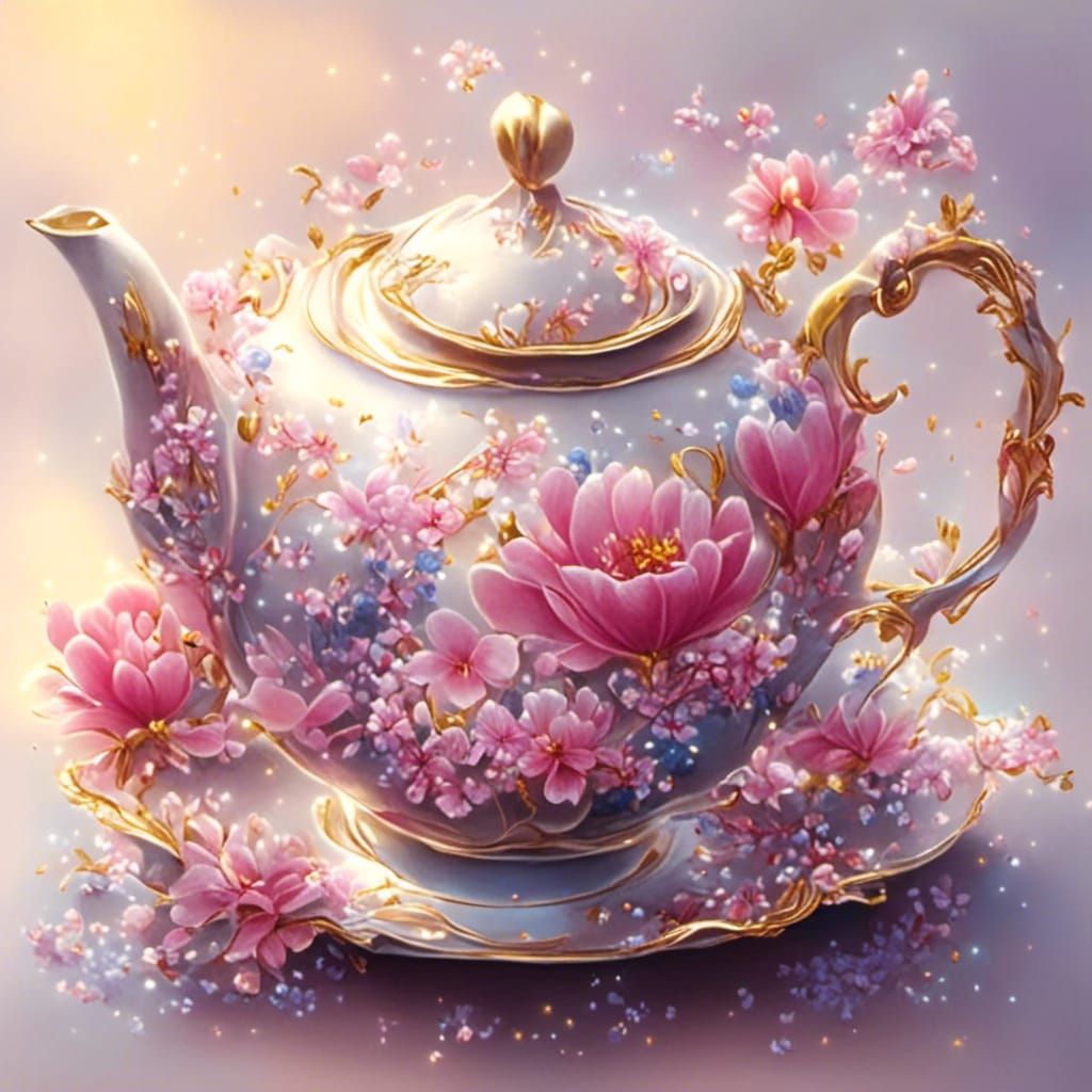 Elegant Teacup and Teapot Still Life