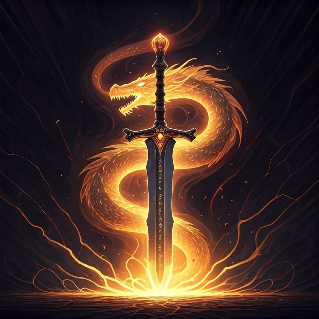 Dragon Spirit Infused Sword Radiating Magical Power