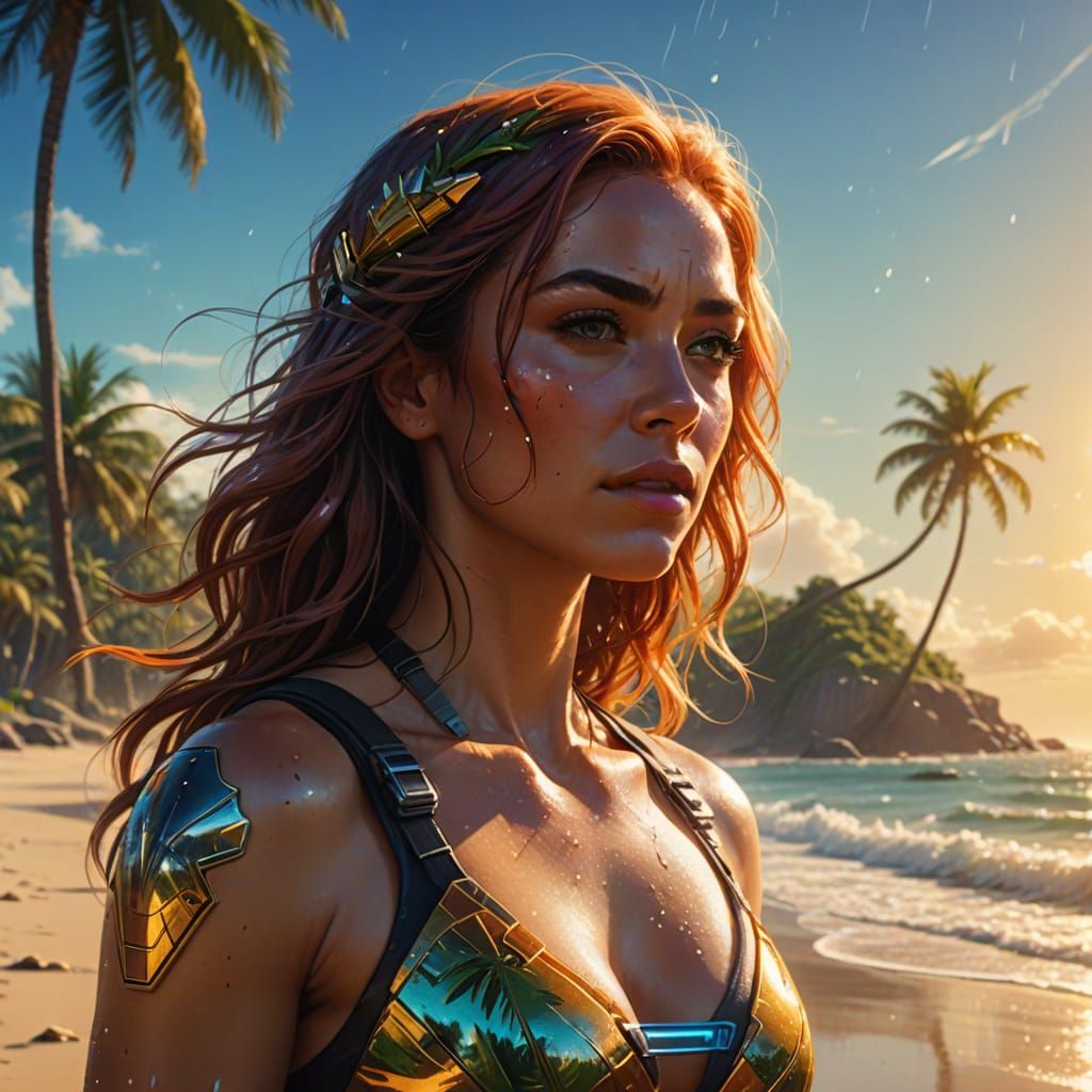 Stunning Science Fiction Captain in a Bikini