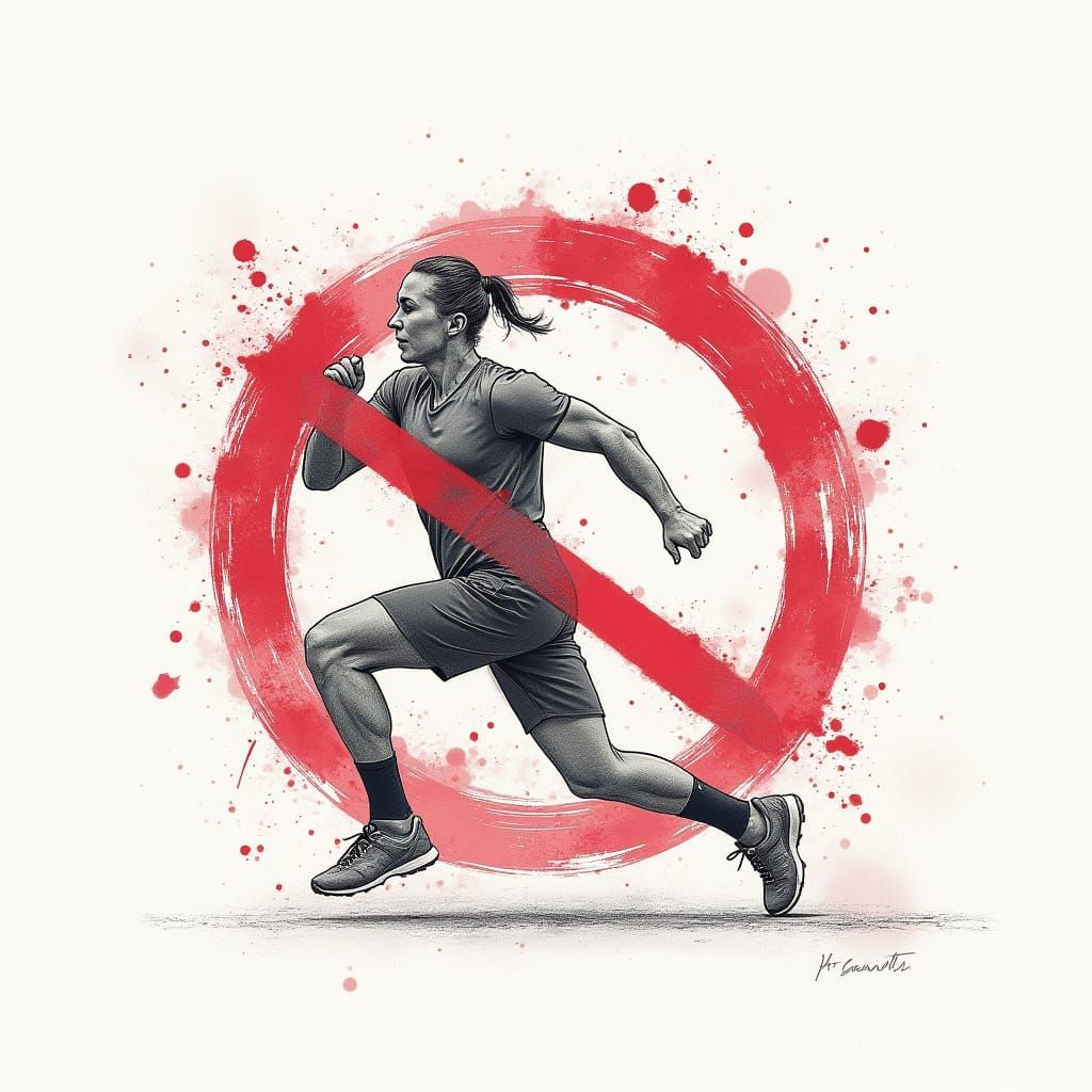 Abstract Sports Illustration with Red Elements and Integrity...
