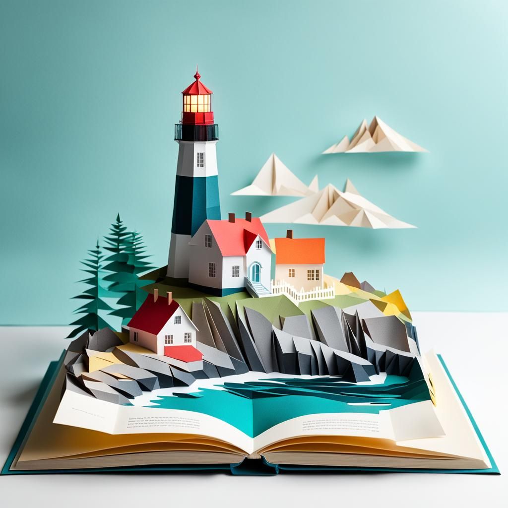 Maine Lighthouse Pop-Up Book in Origami Style