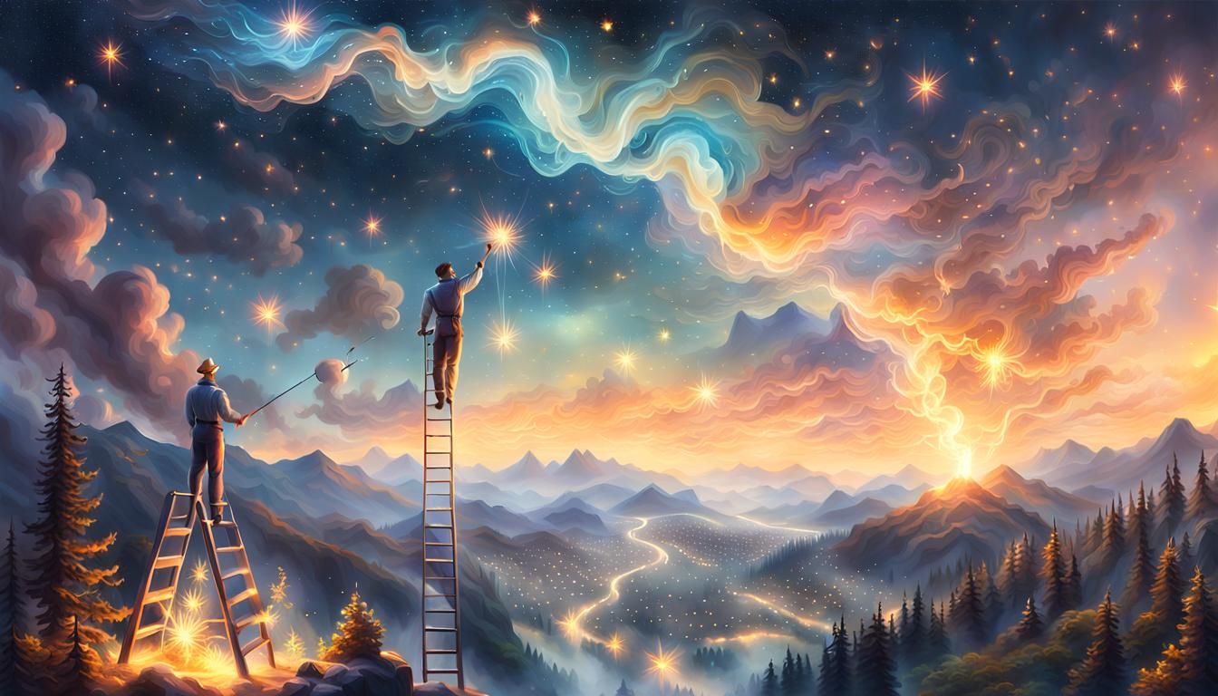 Man Lights Swirling Stars in Ethereal Nightscape