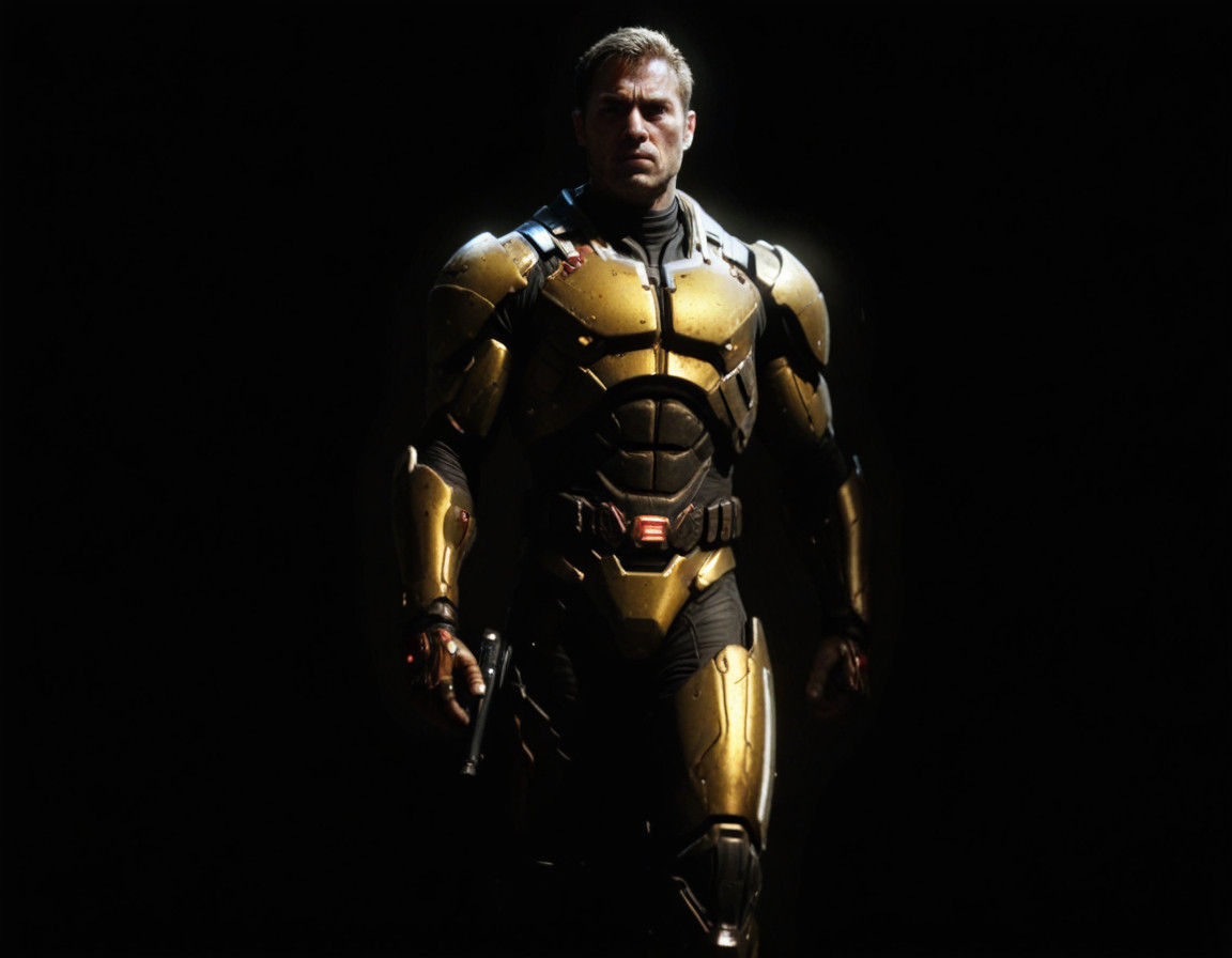 Doom Guy Stands Ready in a Ruined Cityscape