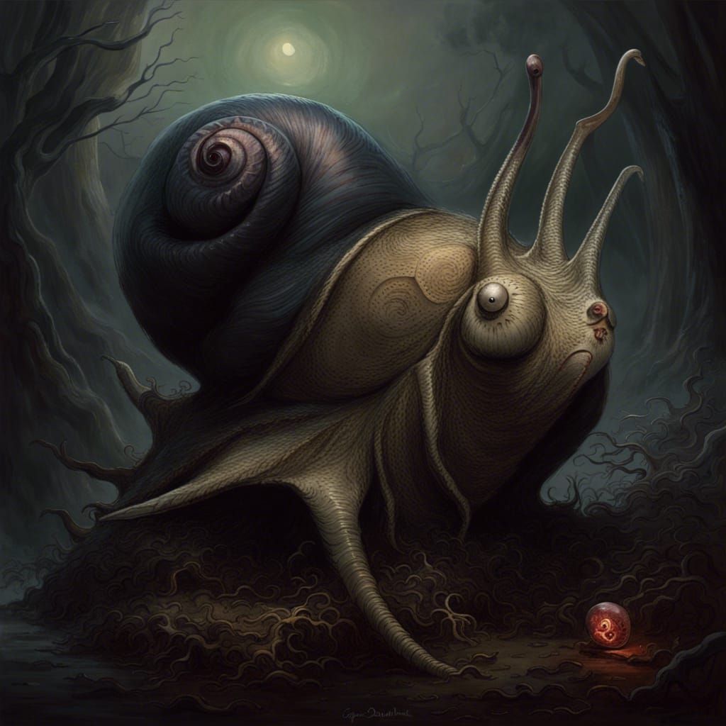 Horror Vampire Snail in Gothic Style