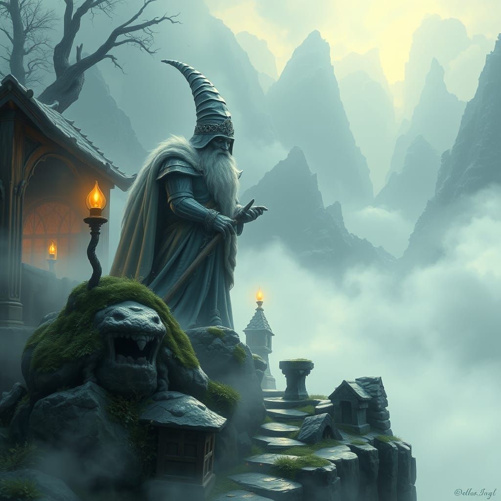 Gandalf as Nazgul in Ethereal Fantasy Landscape