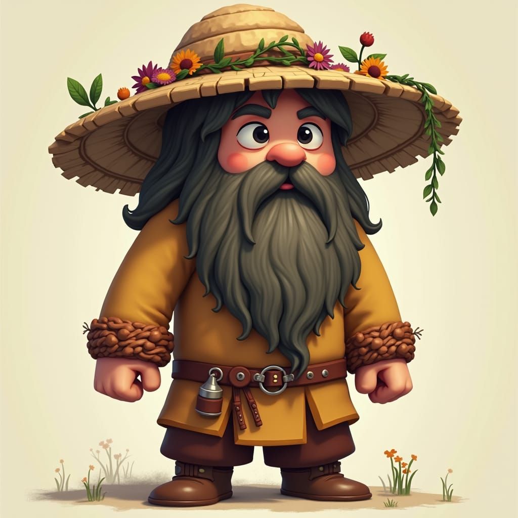 Minecraft Villager with Hat and Braided Beard